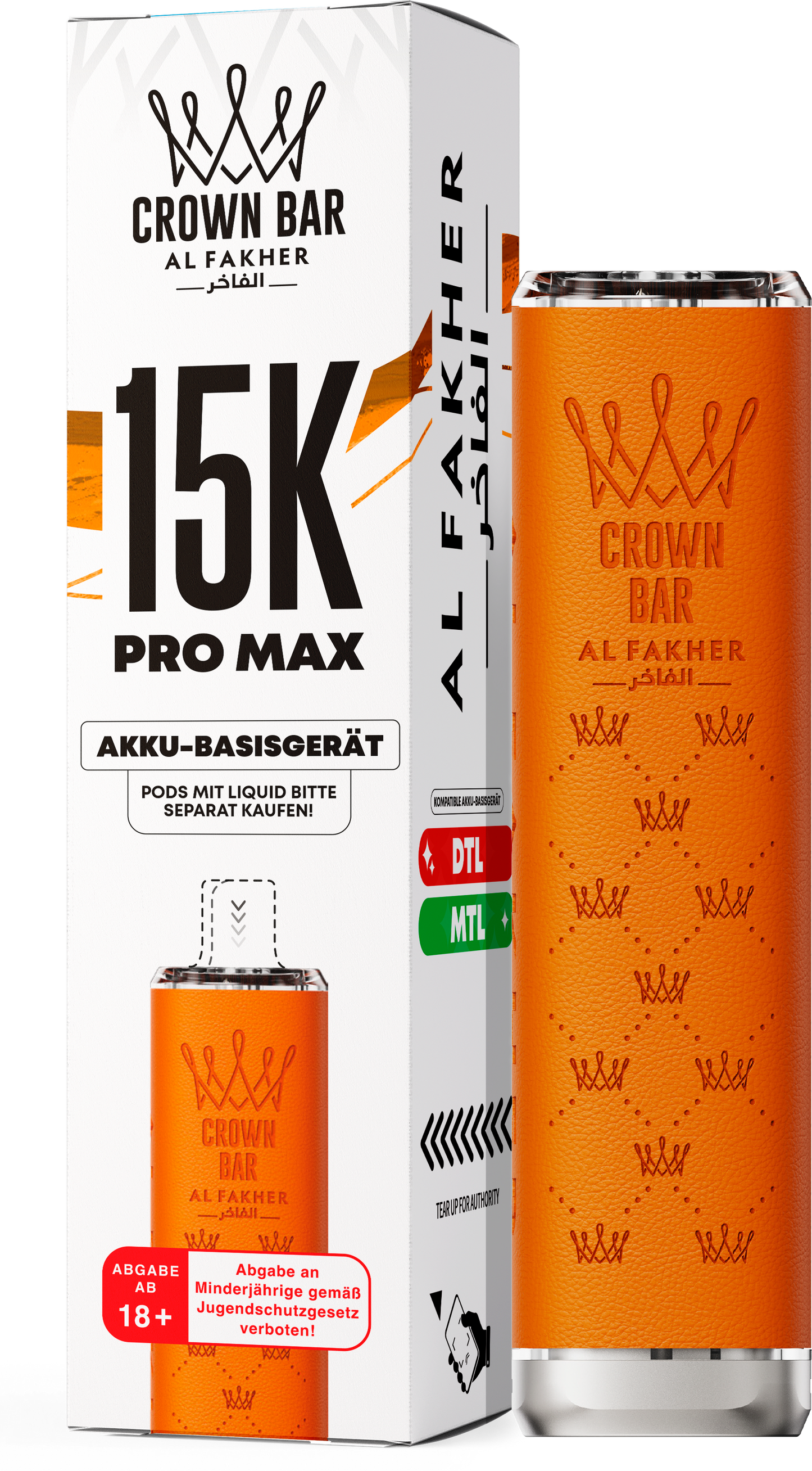Al Fakher Crown Bar 15K Pro Max Basisgerät Orange