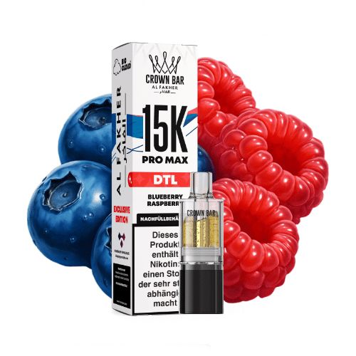 Al Fakher Crown Bar 15K Pro Max DTL Pod Blueberry Raspberry 10ml