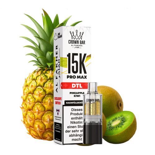 Al Fakher Crown Bar 15K Pro Max DTL Pod Pineapple Kiwi 10ml