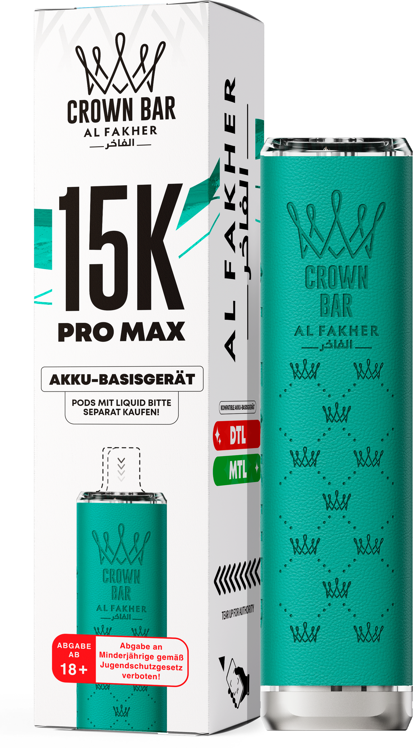 Al Fakher Crown Bar 15K Pro Max Basisgerät Teal
