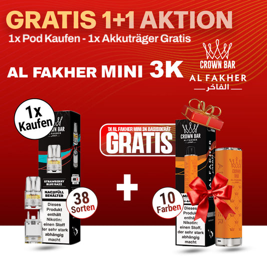 Al Fakher 3K Mini 1x Pod + 1x Akkuträger Gratis Aktion