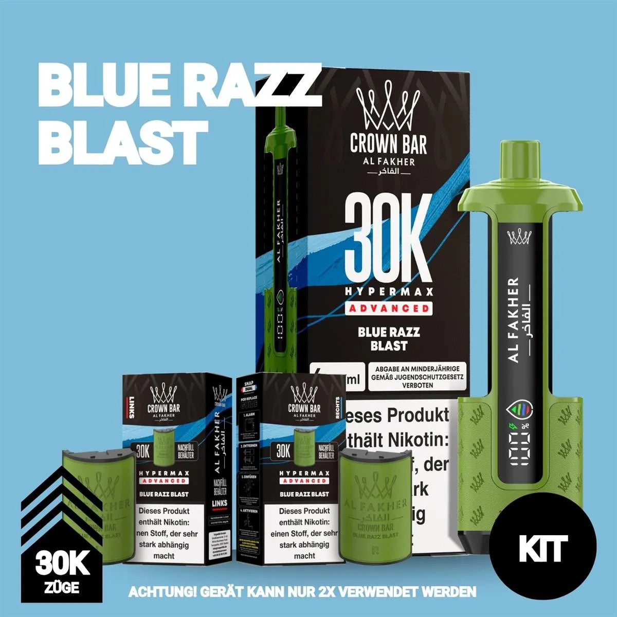 Al Fakher 30K Hypermax Blue Razz Blast